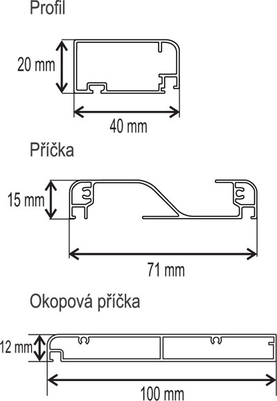 Síť dveřní - profil DE 40 x 20 LUX